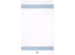 Badetuch LACOSTE "LCOURTLI", weiß (aerien), B:90cm L:150cm, Frottier, Obermaterial: 97% Baumwolle, 3% Polyester, Handtücher, Badetuch, mit Label-Applikationen und gestreifter Bordüre