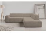Ecksofa WERK2 "Zeus-M, B/T: 251/262 cm, tolles Sofa mit schönen Details, L-Form", beige (greige), B:251cm H:70cm T:262cm, 90% Polyester, 10% Nylon, Sofas, Ecksofa, Curvy Trend Garnitur, urbane Optik, komfortable Wellenunterfederung