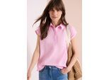 Kurzarmbluse CECIL, Damen, Gr. XXL (46), light blush rose, Stoff, 76% Viskose, 24% Polyamid, unifarben, klassisch normal, V-Ausschnitt, Bündchen, Blusen, mit Knopfleiste