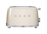 Smeg Toaster 50´s Style, Creme, Chrom, Metall, 31x19.8x19.5 cm, Krümelschublade, Auftaufunktion, Aufwärmfunktion, Schnellstoppfunktion, automatischer Auswurf nach Röstende, automatische Zentrierung der Toastscheibe, Bagel-Funktion, Küchengeräte, Toaster