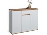 Carryhome Sideboard, Weiß, Eiche Artisan, Kunststoff, 5 Fächer, 1 Schublade(n) Schubladen, 120x93x38 cm, Beimöbel erhältlich, stehend, Wohnzimmer, Kommoden & Sideboards, Sideboards