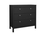 P & B Kommode Madrid 172301, Schwarz, Holzwerkstoff, 3 Schublade(n) Schubladen, 82.3x79.7x38.4 cm, Wohnzimmer, Kommoden & Sideboards, Kommoden