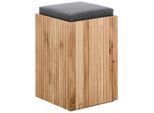 Linea Natura Hocker , Anthrazit, Eichefarben , Holz, Textil , Eiche , massiv , Füllung: Schaumstoff , rechteckig , 35x52x35 cm , Wohnzimmer, Sessel, Hocker, Sitzhocker