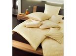 Wendebettwäsche JANINE "modernclassic 3912, 100% Baumwolle", gelb, B/L: 135cm x 200cm, 1 Stk., 1 Stk., Mako-Satin, B/L: 80cm x 80cm, 2 Stk., Mako-Satin, Obermaterial: 100% Baumwolle, Bettwäsche, Wendebettwäsche, mit Reißverschluss, Streifen Design