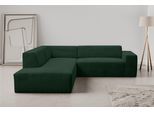 Ecksofa WERK2 "Zeus-M 251 cm breit, 262 cm tief, tolles Sofa, L-Form", grün (moosgrün), B:251cm H:70cm T:262cm, 90% Polyester, 10% Nylon, Sofas, Ecksofa, Curvy Trend Garnitur, urbane Optik, komfortable Wellenunterfederung
