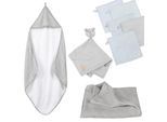 roba Organic Geschenkset 'Lil Planet' silbergrau, Handtuch, Waschlappen, Schmusetuch & Decke, GOTS