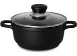 Fleischtopf KRÜGER "Aluguss Fleischtopf mit Glasdeckel DELTA", schwarz, H:9cm Ø:16cm, Töpfe, Fleischtopf, für Induktions-Kochfelder geeignet