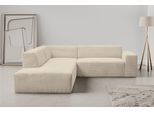 Ecksofa WERK2 "Zeus-M, B/T: 251/262 cm, tolles Sofa mit schönen Details, L-Form", beige (natur), B:251cm H:70cm T:262cm, 90% Polyester, 10% Nylon, Sofas, Ecksofa, Curvy Trend Garnitur, urbane Optik, komfortable Wellenunterfederung