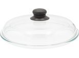 Deckel KRÜGER "Glasdeckel Brilliant mit Kunststoffknopf", transparent, H:8,5cm Ø:24cm, Glas, Kunststoff, Deckel, Deckel, hitzebeständig bis 160C und spülmaschinengeeignet