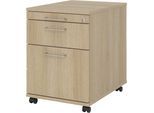 eurokraft pro Rollcontainer, 1 Utensilienschub, 1 Materialschub, 1 Hängeregistratur, Tiefe 580 mm, Eiche