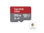 SANDISK Speicherkarte "microSDXC Ultra, + SD-Adapter für Chromebooks", grau, 512 GB, Speicherkarten, Speicherkarte