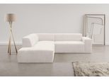 Ecksofa WERK2 "Zeus-M, B/T: 251/262 cm, tolles Sofa mit schönen Details, L-Form", beige (natur), B:251cm H:70cm T:262cm, 100% Polyester, Sofas, Ecksofa, Curvy Trend Garnitur, urbane Optik, komfortable Wellenunterfederung