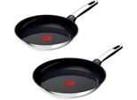 Pfannen-Set TEFAL "Emotion+", schwarz (edelstahl), Pfannen, Pfannen-Set, Premium Edelstahl, Induktion, spülmaschinenfest, hochglanzpoliert