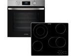 PRIVILEG Backofen-Set "BAKO Turn&Cook 310", Energieeffizienz: A+ (A+++-D), grau (edelstahl), Herdsets, ECO Heißluft - saftigen Braten durch gleichmäßige Luftverteilung