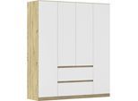 Drehtürenschrank RAUCH "Schrank Garderobe MAINZ Breiten 91/136/181/226/271/315/360, Höhe 210cm", eiche artisan, alpinweiß, B:181cm H:210cm T:54cm, Holzwerkstoff, Schränke, Drehtürenschrank, grifflose Front, Außentüren mit Push-to-Open Funktion MADE IN GERMANY
