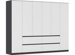 Drehtürenschrank RAUCH "Schrank Garderobe MAINZ Breiten 91/136/181/226/271/315/360, Höhe 210cm", graumetallic, alpinweiß, B:271cm H:210cm T:54cm, Holzwerkstoff, Schränke, Drehtürenschrank, grifflose Front, Außentüren mit Push-to-Open Funktion MADE IN GERMANY