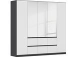 Drehtürenschrank RAUCH "Schrank Garderobe MAINZ Breiten 91/136/181/226/271/315/360, Höhe 210cm", graumetallic, alpinweiß, B:226cm H:210cm T:54cm, Holzwerkstoff, Schränke, Drehtürenschrank, grifflose Front, Außentüren mit Push-to-Open Funktion MADE IN GERMANY
