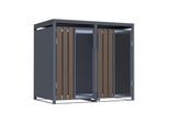 Mülltonnenbox Holzoptik mit Plexiglas für 2 Mülltonnen 240L 132x80x116cm Pedal