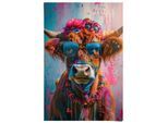 Poster REINDERS "Festival Cow", bunt (farbe bild(er): mehrfarbig), B:61cm H:91,5cm T:0,1cm, Bilder, Poster, Teenager Zimmer - Blumen - Mehrfarbig - 150 gr. Papier - 61x91,5 cm