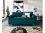 Schlafsofa OTTO HOME "Berlin, B: 218 cm, Liegel. 160x198 cm", blau (petrol), B:218cm H:97cm T:96cm, Microfaser PRIMABELLE (100% Polyester);Struktur fein (100% Polyester);Samtoptik (100% Polyester), Sofas, Schlafsofa, Bettfunktion, Bettkasten & 2 Zierkissen, Dauerschlafsofa mit Boxspring