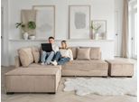 Ecksofa HOME AFFAIRE "Night & Day L-Form, B: 316 cm mit Dauer-Schlaffunktion 180x200 cm", taupe, B:316cm T:215cm, 100% Polyester, Sofas, Ecksofa, Set: Sofa & Hocker, Bettfunktion, Bettkasten & Kissen, Boxspringbett