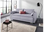Schlafsofa OTTO HOME "Berlin, B: 218 cm, Liegel. 160x198 cm", grau (hellgrau), B:218cm H:97cm T:96cm, Microfaser PRIMABELLE (100% Polyester);Struktur fein (100% Polyester);Samtoptik (100% Polyester), Sofas, Schlafsofa, Bettfunktion, Bettkasten & 2 Zierkissen, Dauerschlafsofa mit Boxspring