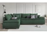 Ecksofa HOME AFFAIRE "Night & Day L-Form, B: 324 cm, Dauer-Schlaffunktion und Armlehne", grün (flaschengrün), B:324cm H:95cm T:218cm, Struktur ( 100% Polyester);Luxus-Microfaser (100% Polyester), Sofas, Ecksofa, Bettfunktion & Bettkasten, Boxspringbett 180x200 cm