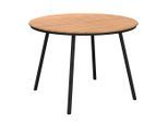 Ambia Garden Gartentisch, Schwarz, Teak, Holz, Metall, Akazie, rund, rund, 110x75x110 cm, ISO 9001, Bsci, FSC 100%, lichtecht, wetterfest, Gartenmöbel, Gartentische, Gartentische