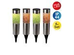 LED Solarleuchte NÄVE "Havanna", multicolor, H:33,5cm Ø:6cm, Leuchten, 4er-Set Dekoerdspieß grau, Glaseinsatz 2x grün, 2x orange, H: 33,5 cm