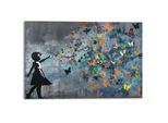 Deco-Panel REINDERS "Mädchen im Stil von Banksy", bunt (farbe bild(er): mehrfarbig), B:90cm H:60cm T:2cm, Bilder, Teenager Zimmer - Nacht - Mehrfarbig - MDF - Kunst - 90x60 cm