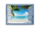Poster REINDERS "Strandfenster", blau (farbe bild(er): blau), B:80cm H:60cm T:0,1cm, Leinwand, Bilder, Poster, Outdoor für Garten oder Balkon