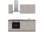 Küchenzeile NOBILIA "Riva I", NEU: individuell anpassbar mit gratis Profi-Beratung", grau (küche: grau, korpus: steingrau, arbeitsplatte: beton schiefergrau nachbildung), B:210,3cm H:216,6cm T:60cm, Komplettküchen-Sets, Küchenzeile, vormontiert, Breite 210 cm, Ausrichtung wählbar, wahlw. mit E-Geräten