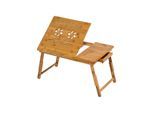 tectake® Laptoptisch, aus Bambus, klappbar und höhenverstellbar, ideale Belüftung, 55 x 35 x 26 cm