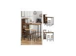 Vicco Bartisch-Set Naila Schwarz Eiche rustikal 121,5 x 40 cm mit 2 Hocker