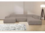 Wohnlandschaft WERK2 "Zeus-U, 330 cm breit, viel Platz, modern und zeitlos", grau (hellgrau, beige), B:330cm H:70cm T:263cm, 90% Polyester, 10% Nylon, Sofas, Wohnlandschaft, Curvy Trend mit urbaner Optik auch in weichem Cord, U-Form