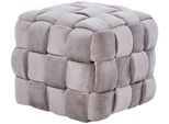Hocker JAHNKE "WEB ART S", grau (taupe), B:50cm H:42,5cm T:50cm, Hocker, Hocker, Hocker, Couchtisch, Beistelltisch gepolstert in edler Flechtoptik