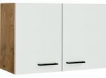 Hängeschrank FLEX-WELL "Vintea", beige (magnolia matt, lancelot oak), B:80cm H:54,8cm T:32cm, Holzwerkstoff, Schränke, Hängeschrank, (B x H x T) 80 x 54,8 x 32 cm, mit Metallgriffen