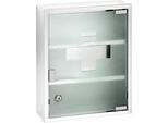 Medizinschrank WENKO, silber (silberfarben), B:30cm H:40cm T:12cm, Schränke, Medizinschrank, Edelstahl und satiniertes Sicherheitsglas, 30 x 40 cm cm