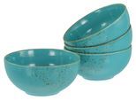 Schale CREATABLE "Nature Collection, Buddha Bowl 4-tlg", blau (water), H:7,5cm Ø:17,5cm, Steinzeug, Schüsseln, Schale, Handwerklicher Look, Vintage, Höhe 7,5 cm