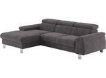 Ecksofa COTTA "Komaris L-Form, B: 244 cm", anthrazit, B:244cm H:72cm T:166cm, 88% POLYESTER (PES) 12% POLYAMID (PA), Sofas, Ecksofa, mit Kopfteilverstellung, optional Bettfunktion, Bettkasten & Licht