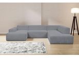 Wohnlandschaft WERK2 "Zeus-U, 330 cm breit, viel Platz, modern und zeitlos", grau, B:330cm H:70cm T:263cm, 90% Polyester, 10% Nylon, Sofas, Wohnlandschaft, Curvy Trend mit urbaner Optik auch in weichem Cord, U-Form