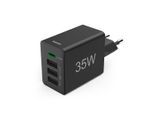 HAMA Schnelllade-Gerät "USB-Ladegerät (Schnellladegerät, Netzteil, 1x USB-C, 3x USB-A, 35 W)", schwarz, B:3,1cm H:4,5cm T:5,3cm, Ladegeräte, Schnelllade-Gerät