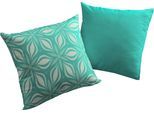 Dekokissen ADAM "Retro Floret", blau (petrol, geblümt), B:40cm L:40cm, Obermaterial: 100% Baumwolle, Dekokissen_Sitzkissen_Kissenhüllen, Dekokissen, GOTS zertifiziert