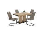P & B , Grau, Eiche Artisan , Metall, Textil, Holzwerkstoff , Holzoptik , länglich , 140 - 220x76x90 cm , erweiterbar ,