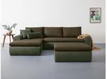 Ecksofa HOME AFFAIRE "Win L-Form, B: 285 cm - OTTO. Verlässliche Qualität.", grün (olive grün), B:285cm H:85cm T:176cm, 100% Polyester, Sofas, Ecksofa, 2 Zierkissen, optional Bettfunktion & Bettkasten