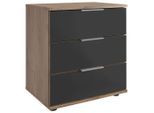 P & B , Grau, Eichefarben, Alufarben , Glas, Holzwerkstoff , 3 Schublade(n) Schubladen , 52x58x38 cm , BQ - Bündnis für Qualität, Made in Germany, DIN EN ISO 9001 , Typenauswahl ,