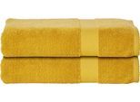 Badetücher DONE. "Deluxe", gold (goldfarben), B:70cm L:140cm, Zwirnfrottee, Obermaterial: 100% Baumwolle, Handtücher, Badetücher, 2-tlg., Uni Farben, aus hochwertigem Zwirnfrottier