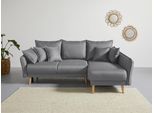 Ecksofa HOME AFFAIRE "Granbo L-Form, B: 240 cm", grau, B:240cm H:95cm T:170cm, 100% Polyester, Sofas, Ecksofa, Bettfunktion, Bettkasten, Taschen & 5 Zierkissen, Federkern