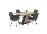 P & B , Anthrazit, Eiche Artisan , Metall, Textil, Holzwerkstoff , Holzoptik , länglich , 140 - 180x76x90 cm ,