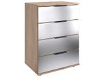P & B , Eichefarben, Klar, Schwarz , Glas, Holzwerkstoff , 4 Schublade(n) Schubladen , 52x74x38 cm , BQ - Bündnis für Qualität, Made in Germany, DIN EN ISO 9001 , Typenauswahl ,